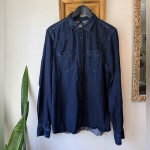 Vintage Diesel Dark Denim Western button down shirt. Men’s XL